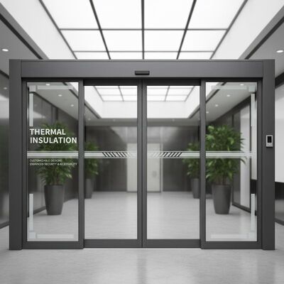 comprar Aislamiento térmico opcional Puertas automáticas correderas comerciales Diseños personalizables que mejoran la seguridad y la accesibilidad online manufacture