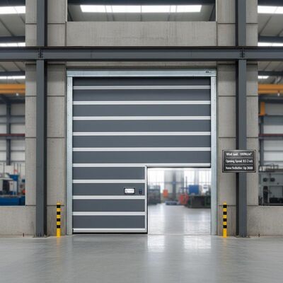 comprar Puerta rápida industrial con carga de viento de 1000N por metro cuadrado, velocidad de apertura de 0,5 a 2 metros por segundo, reducción de ruido de hasta 30 dB para operación industrial online manufacture