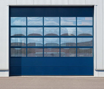 Puerta seccional comercial aislada de doble capa de ventana transparente a medida