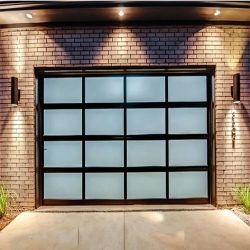 Puerta de garaje de acero de panel transparente de aluminio automático moderno